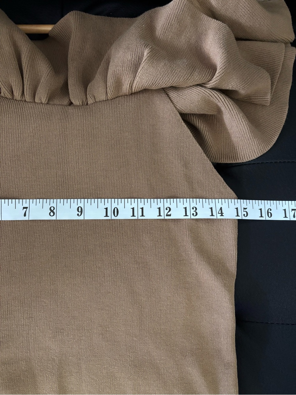 Brown Ruffle Off-Shoulder Crop Top - Picture 5 of 8
